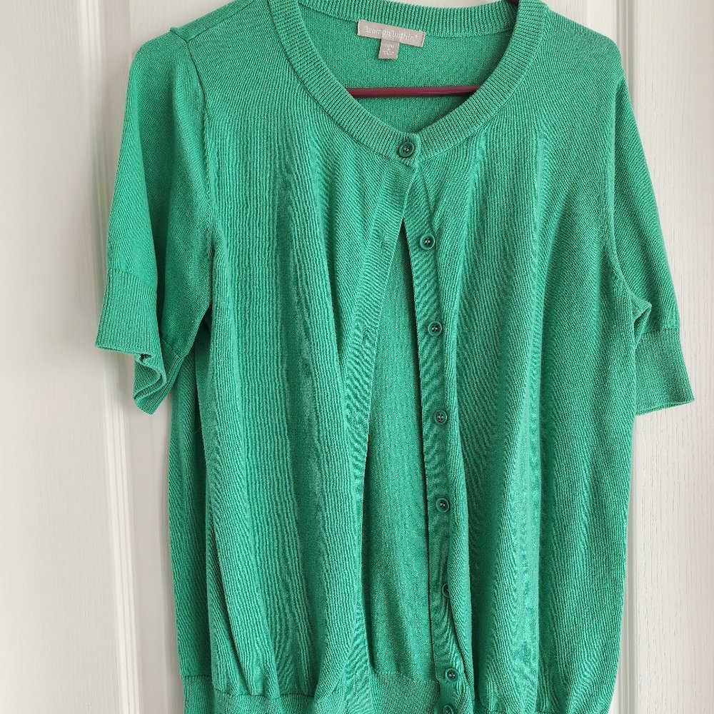 Woman Within SS Button Up Sweater